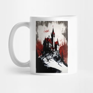 Ink Painting of A Castle On A Hill Mug